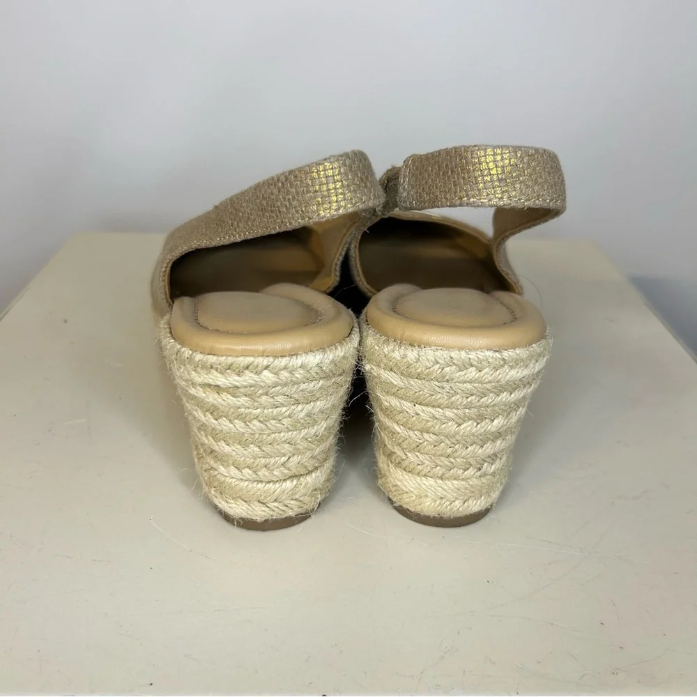 Easy Spirit Metallic Gold Margie Platform Wedge Slingbacks, Size 7 - Picture 5 of 6